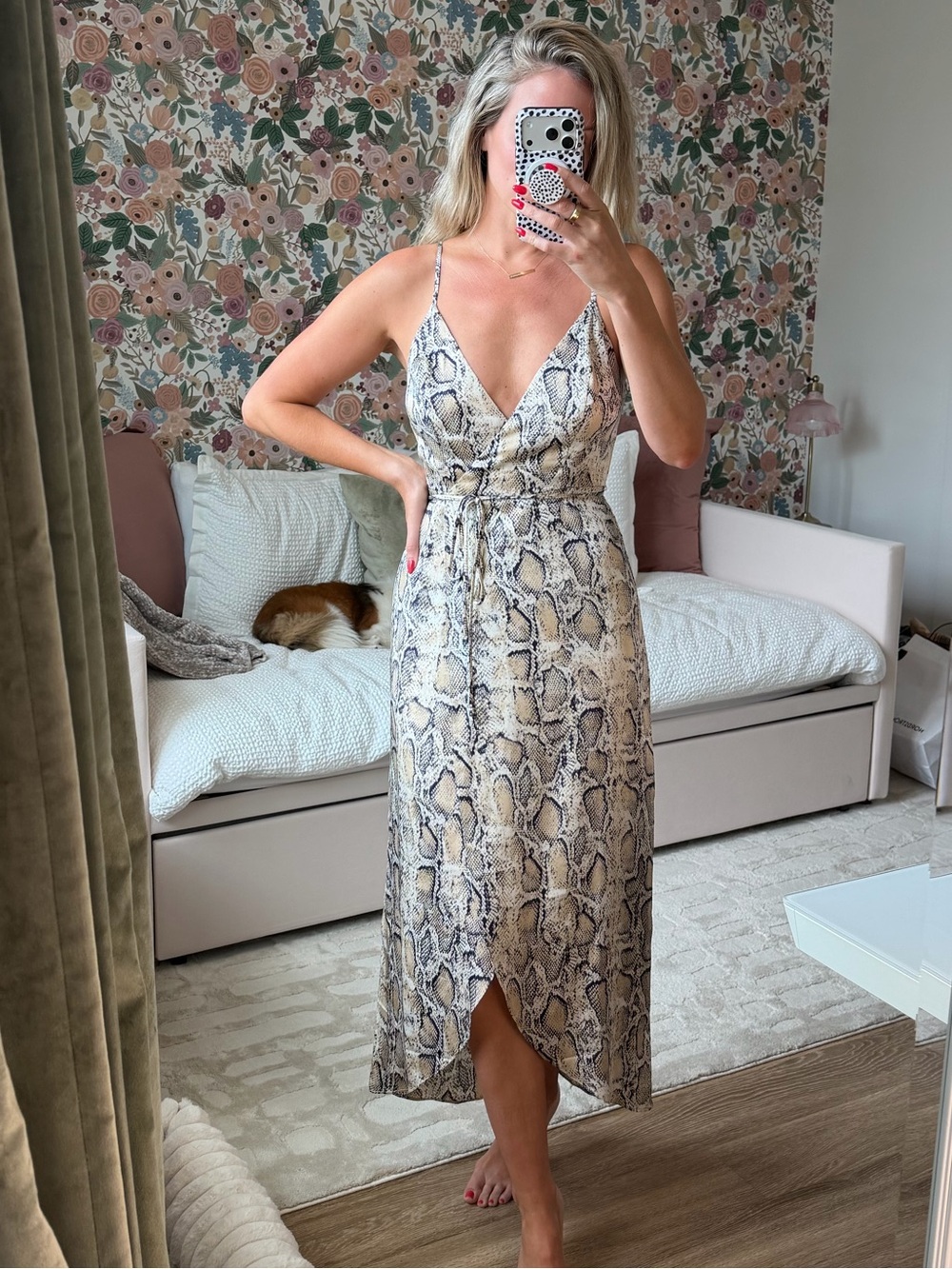 Vestique Snake-Print Midi Dress
